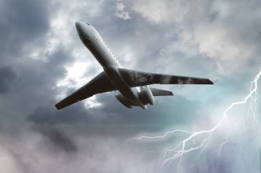 Karanlık bir fırtına gökyüzü 3D render Jet