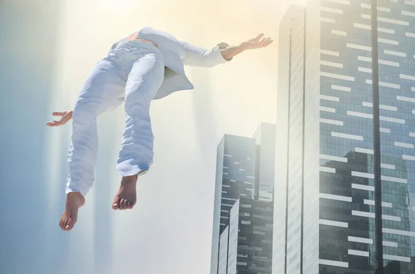 Ascensão Alma Fantasma Homem Levado Para Céu Afterlife Meditação Sonho — Fotografia de Stock