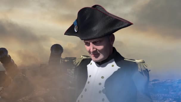 拿破仑 波拿巴 18世纪的军事领袖和政治家渲染3D — 图库视频影像