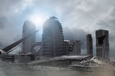 tahrip kıyamet sonrası şehir 3D render görünümü
