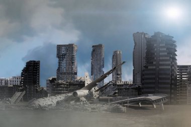 tahrip kıyamet sonrası şehir 3D render görünümü