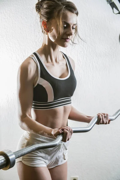 Hermosa Joven Dedica Los Deportes Aptitud — Foto de Stock