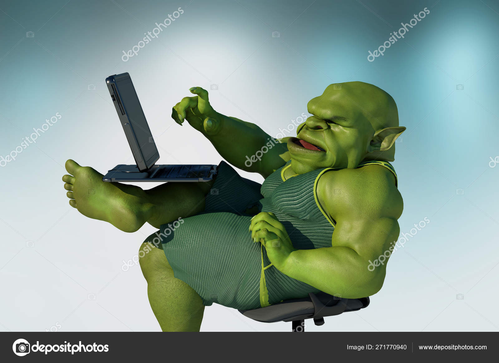 Internet Troll Is Mean At The Computer Stock Photo - Download