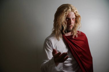 İsa Mesih portre hafif bir arka plan üzerinde