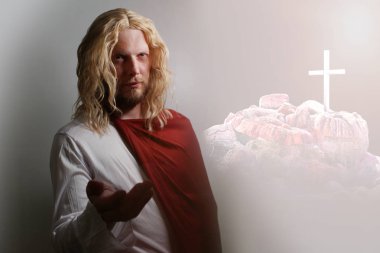 İsa Mesih portre hafif bir arka plan üzerinde