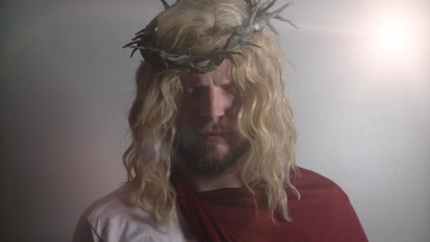 Jesus Christus Porträt Auf Hellem Hintergrund — Stockvideo