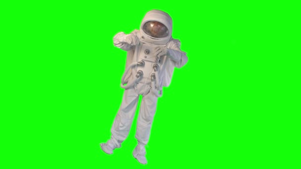 Astronauta Uno Sfondo Verde — Video Stock