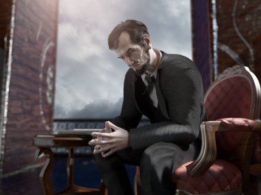 Abraham Lincoln Amerikan devlet adamı, Amerika Birleşik Devletleri 16 Başkanı ve ilk Cumhuriyetçi parti 3d render