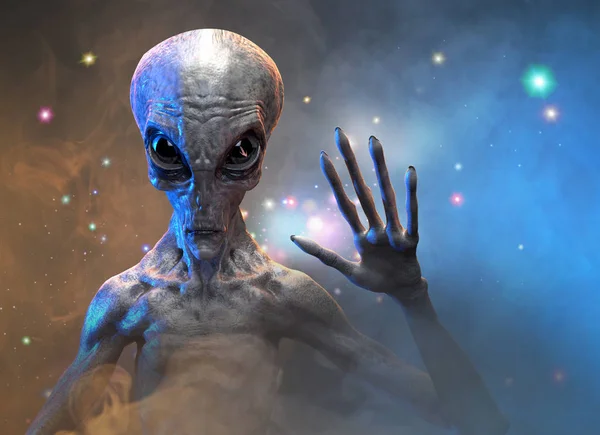 Grijze Alien Renderen — Stockfoto