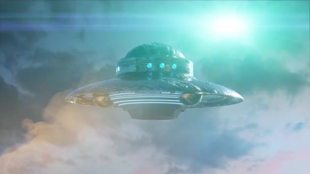 Ufo Repülő Sötét Háttér Renderelés — Stock videók