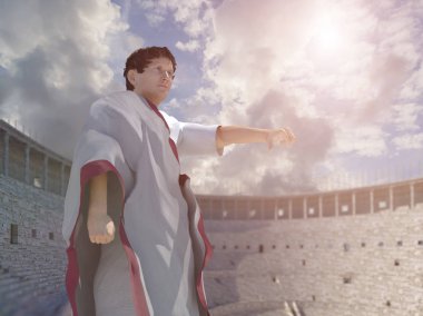 Antik Roma İmparatorluğu Imperator Gaius Iulius Sezar 3d render portresi