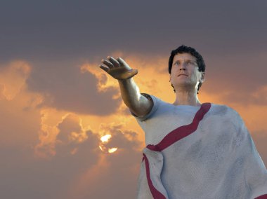 Antik Roma İmparatorluğu Imperator Gaius Iulius Sezar 3d render portresi