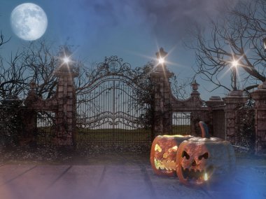 kabaklar 3d render ile cadılar bayramı tatil arka plan