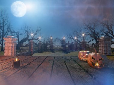 kabaklar 3d render ile cadılar bayramı tatil arka plan