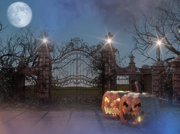 kabaklar 3d render ile cadılar bayramı tatil arka plan