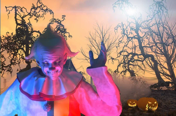 Skrämmande Halloween Clown Render — Stockfoto