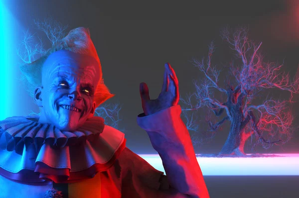 Straszny Halloween Clown Render — Zdjęcie stockowe