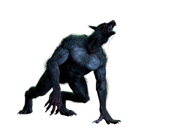 werewolf on white background 3D render clipart