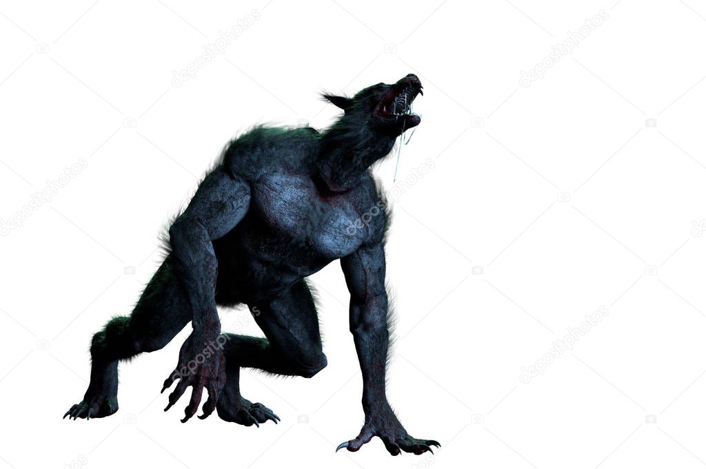 werewolf on white background 3D render