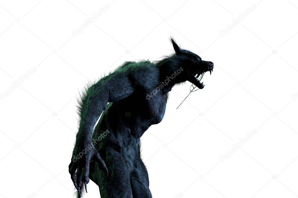 werewolf on white background 3D render