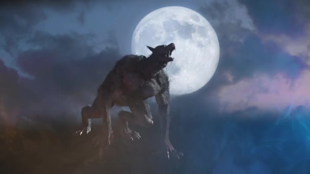 Werwolf Auf Halloween Hintergrund Render — Stockvideo