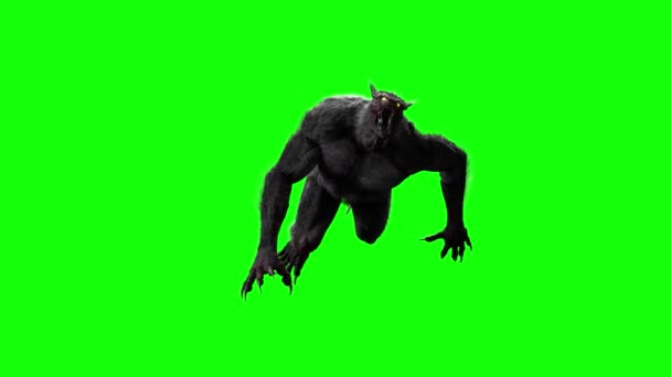 Werwolf Auf Grünem Hintergrund Renderer — Stockvideo