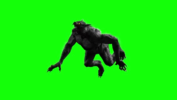 Werwolf Auf Grünem Hintergrund Renderer — Stockvideo