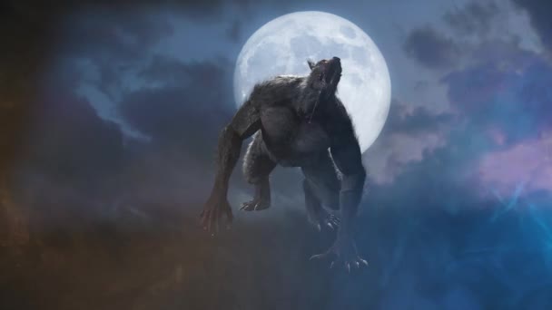 Werewolf Halloween Background Render — Stock Video