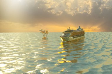 Gezi gemisi modelinin konsept sanatı, 3D render