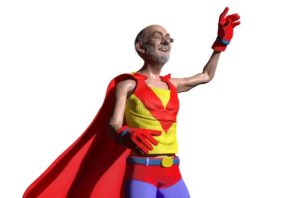 Retro Stylu Komiksów Superhero Stary Człowiek Pokazuje Jest Moc Siła — Zdjęcie stockowe