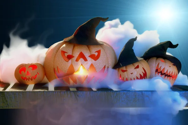 Calabazas Halloween Con Copyspace Vacaciones Fondo Render — Foto de Stock