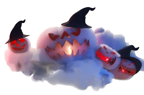 Calabazas Halloween Con Copyspace Vacaciones Fondo Render — Foto de Stock