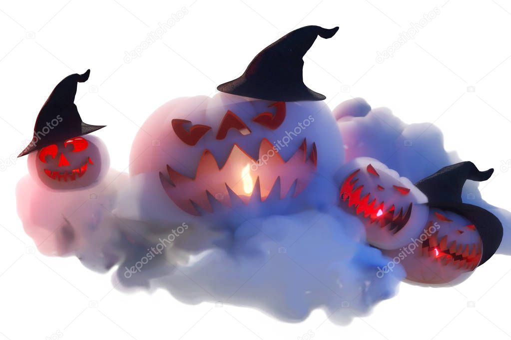 halloween pumpkins with copyspace holidays  background 3D render