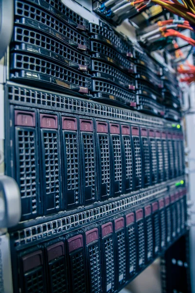 close up of servers in the server room