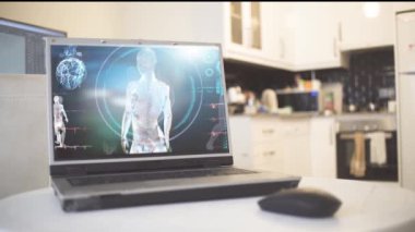 Sağlık hizmeti konsepti, bilgisayardaki doktorla çevrimiçi konsültasyon, kadın hemşireye danışmanlık.