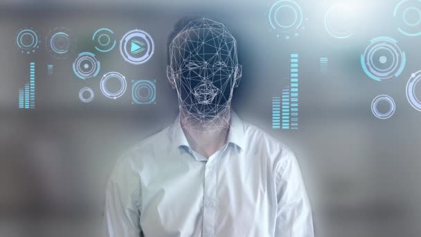 Identificatie Van Mens Door Middel Van Het Concept Van Biometrische — Stockvideo