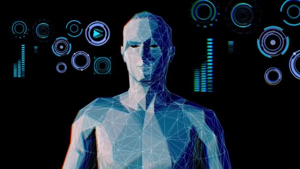 Identification Man Biometric Facial Recognition Scanning System Concept Render — Stock Video