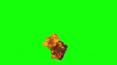 patlama bomba etkisi yeşil ekran arkaplanında 3d canlandırma