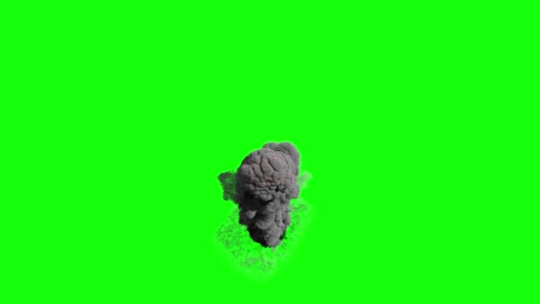 Explozie Vulcanică Fum Mare Fundal Verde Redare — Videoclip de stoc