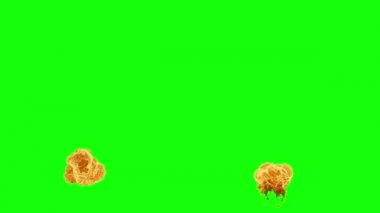 patlama bomba etkisi yeşil ekran arkaplanında 3d canlandırma