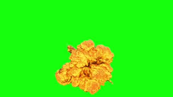 explosion bombe feu effet sur fond vert animation 3d