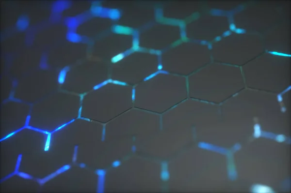 Abstract Background Hexagons Futuristic Technology Honeycomb Mosaic Render — Stock Photo, Image