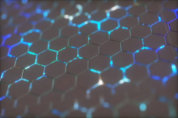 Abstrakt Bakgrund Med Hexagoner Futuristisk Teknologi Honungskammosaik Återgivning — Stockfoto