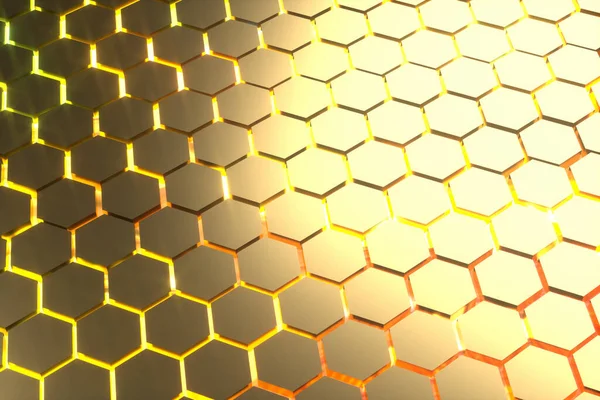 Abstract Background Hexagons Futuristic Technology Honeycomb Mosaic Render — Stock Photo, Image