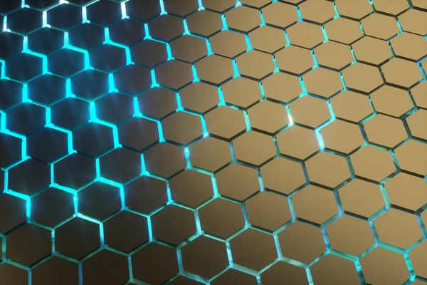 Abstract Background Hexagons Futuristic Technology Honeycomb Mosaic Render — Stock Photo, Image
