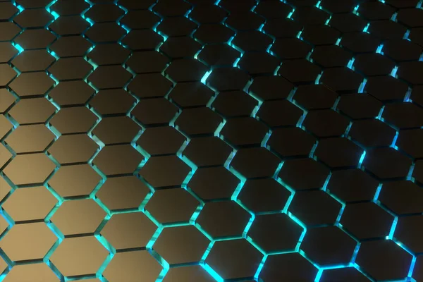 Abstract Background Hexagons Futuristic Technology Honeycomb Mosaic Render — Stock Photo, Image