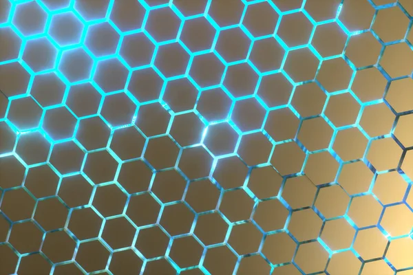 Absztrakt Háttér Hatszögekkel Futurisztikus Technológia Méhsejt Mozaik Renderelés — Stock Fotó