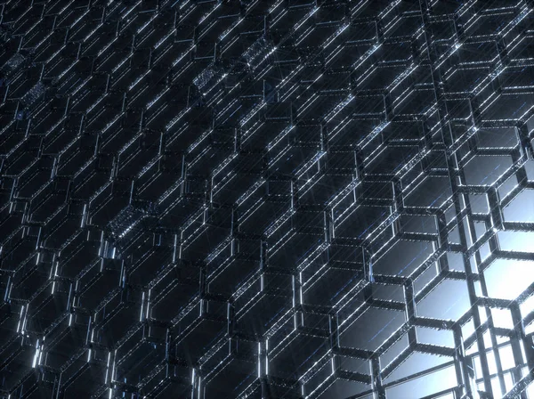 Abstrakt Bakgrund Med Hexagoner Futuristisk Teknologi Honungskammosaik Render Illustration — Stockfoto