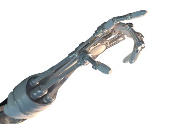 Robotik Kol yakın plan beyaz arkaplan 3d resimleme izole