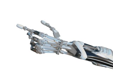 Robotik Kol yakın plan beyaz arkaplan 3d resimleme izole